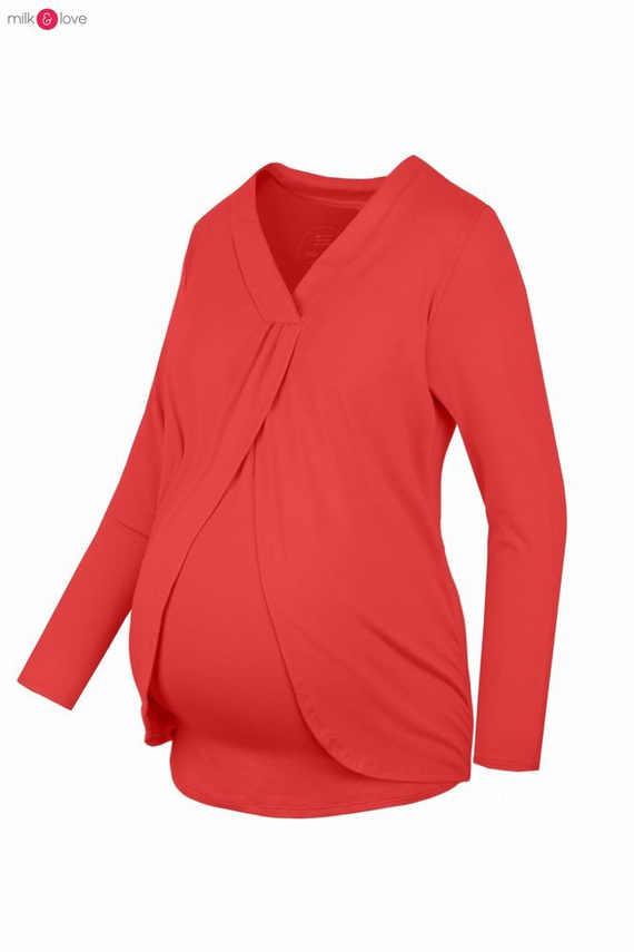 Bluzka ciążowa i do karmienia długi rękaw Buzzy Bee Milk&Love czerwona