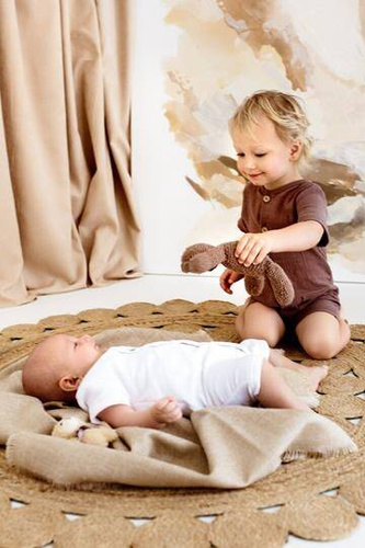 02252RC "Bamboo Muslin Choco" Rampers niemowlęcy Makoma 