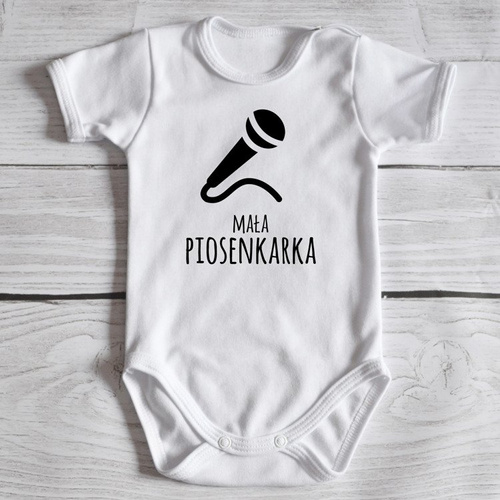 Body krótki rękaw "Mała Piosenkarka" Moocha biały-czarny-róż