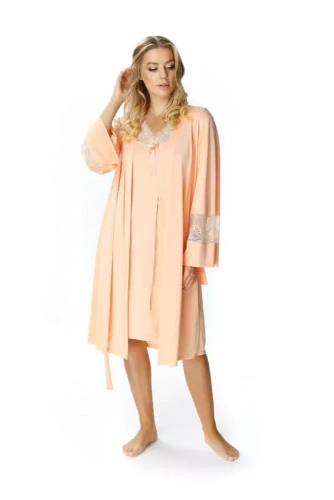 86375 Paula Szlafrok peniuar Mewa morelowy