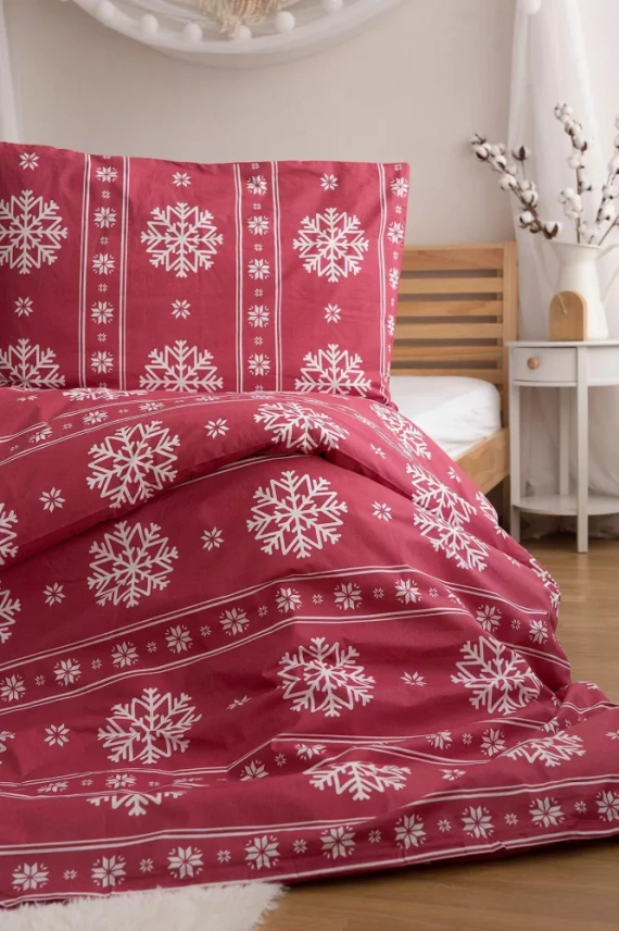 Christmas Pościel świąteczna Jerry Fabrics – czerwona w białe śnieżki, 100% bawełna