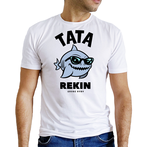 "REKINY grube ryby" Moocha koszulka męska biały