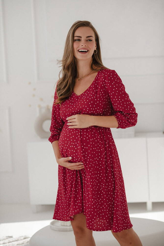 Lovely Dress Midi Milk&Love sukienka ciążowa i do karmienia czerwona w groszki