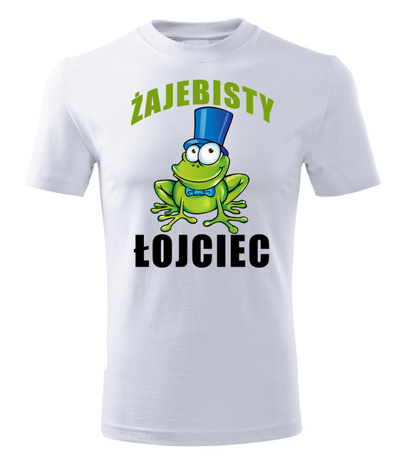 SKU M26 "Żajebisty łojciec" Koszulka męska z dinozaurem Moocha biały