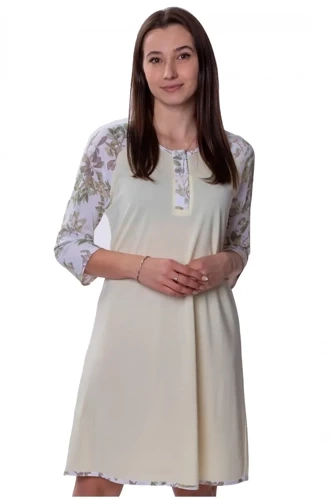 86612 Botanica koszula nocna rozpinana Mewa kremowy