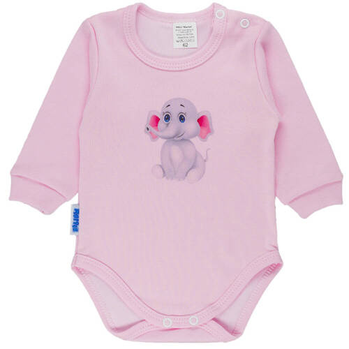 Słonik body z długim rękawem Martex różowy