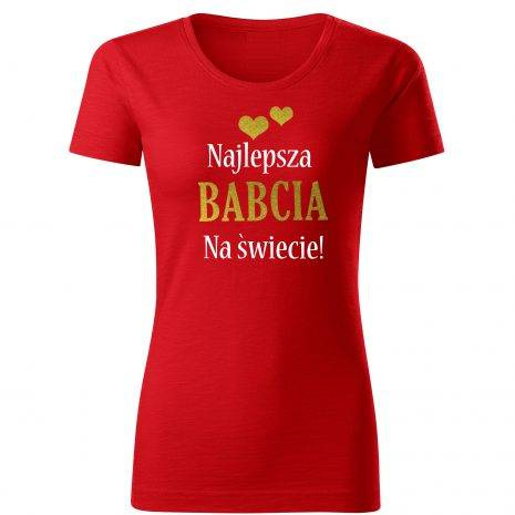 "Najlepsza BABCIA NA ŚWIECIE – złoty nadruk" Moocha koszulka damska czerwony 