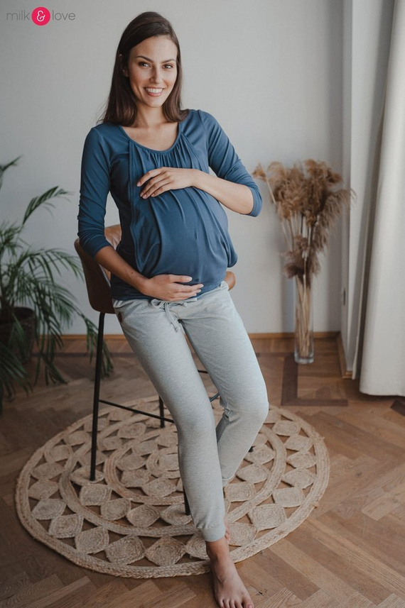 Spodnie Milk&Love dresowe ciążowe jasny szary melanż