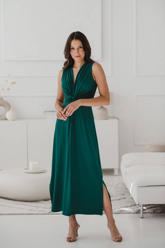 Loop maxi sukienka ciążowa i do karmienia Milk&Love butelkowa zieleń