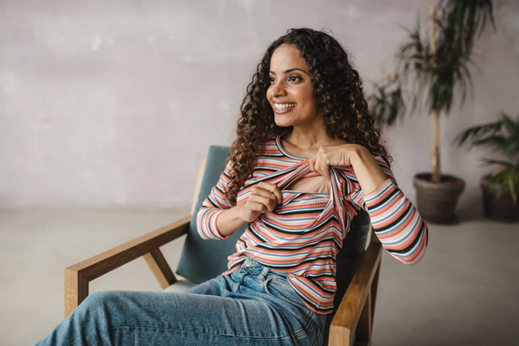 Milk Shirt Bluzka do karmienia i ciążowa Milk&Love w prążek granat