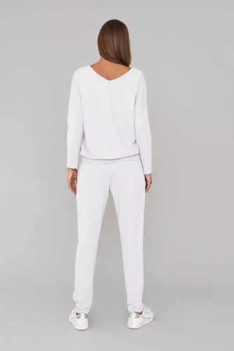 Karina Komplet Damski długi rękaw, spodnie Italian Fashion - biały