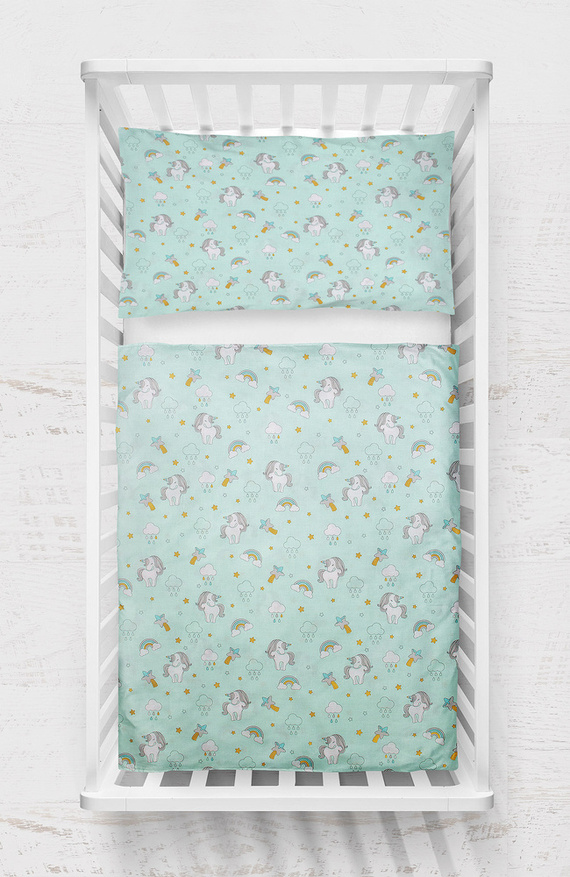 "Jednorożce" Martex Pościel dziecięca dwu częściowa Happy Bear miętowy