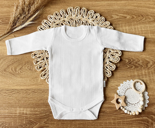 BDAB002 EkoBaby Mamatti Body z długim rękawem - biały