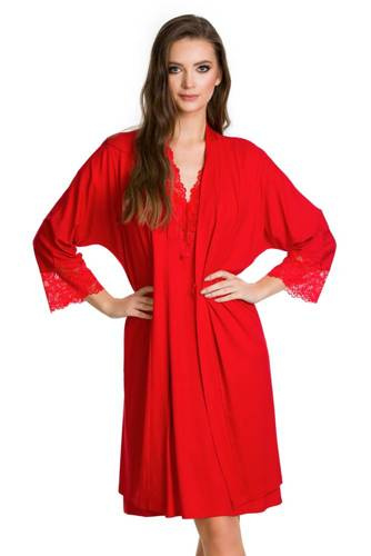 12014 Etna Szlafrok damski Mediolano czerwony