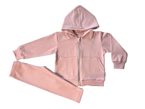 Różowy dres dziewczęcy Mamatti DR2153 – bluza z kapturem i spodnie