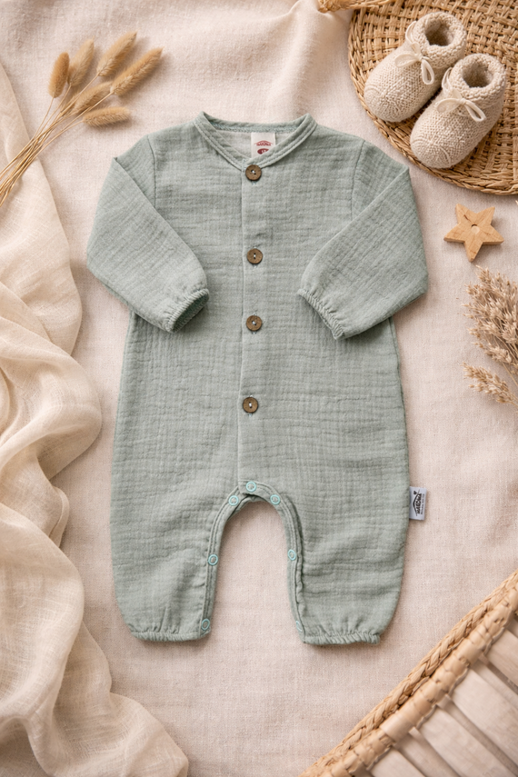 "Just Muslin Blue" Makoma Pajac muślinowy