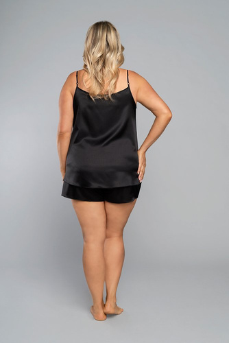 Dotyk Piżama Damska wąskie ramiączko, krótkie spodenki Italian Fashion - czarna 