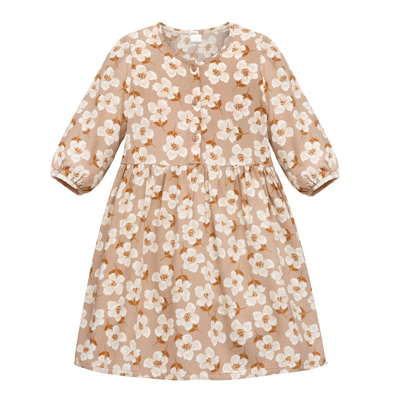 Tres Bien Pinokio Sukienka w kwiatki - beżowe kwiaty