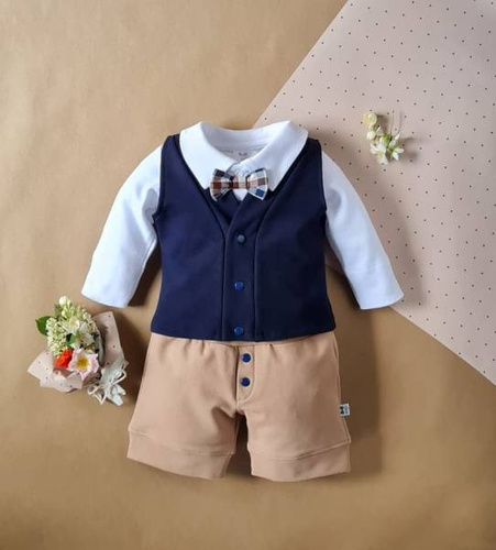 041PDR Little Gentleman Body z muszką Marija - biały