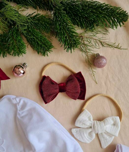 M0716 Opaska z dużą kokardą Marija - bordo