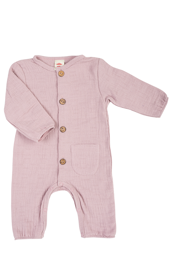 "Bamboo Muslin Pink" Makoma Pajac muślinowy 