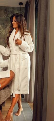 Elen Szlafrok damski polarowy ByShelly - biały