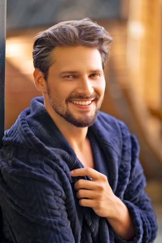 Zygmunt Szlafrok męski z kapturem Italian Fashion- granatowy 