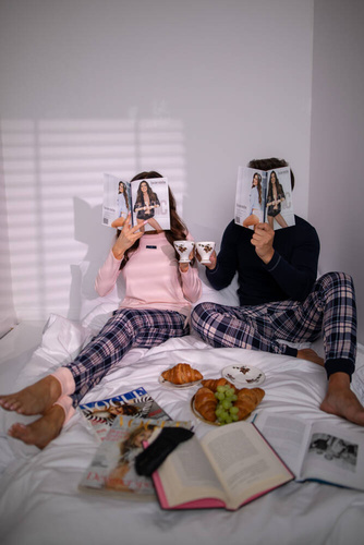 Brit Piżama Męska długi rękaw, długie spodnie Italian Fashion - granatowy/druk 