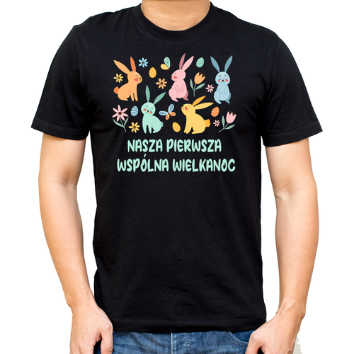 "Nasza pierwsza wspólna Wielkanoc" Moocha koszulka męska czarny