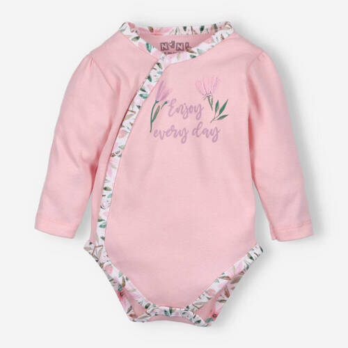 Pink Flowers Body kopertowe z bawełny organicznej Nini różowy