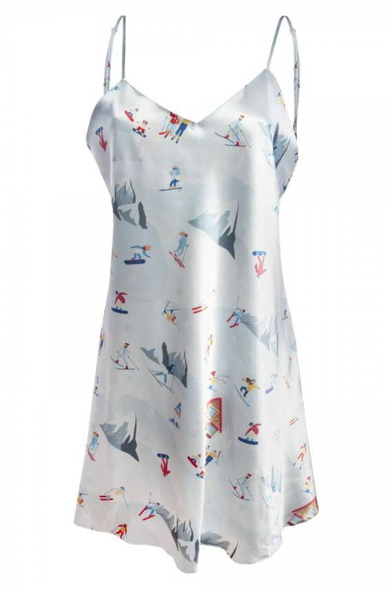 DK-HK Christmas Satynowa halka, wąskie ramiączko DKaren - błękit 015