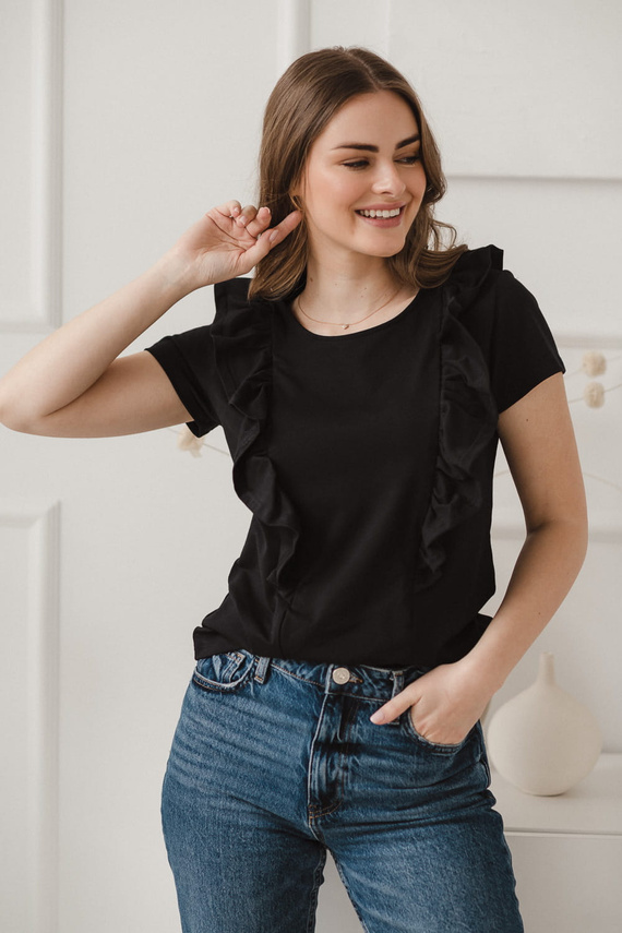 Milky Waves bluzka do karmienia z krótkim rękawem Milk&Love czarny