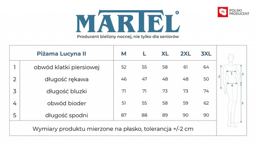 Piżama damska Lucyna II 271 Martel bawełna listki rękaw 3/4