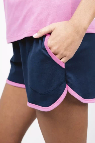 Ontega Piżama Damska krótki rękaw, spodenki Italian Fashion- amarantowy/granatowy