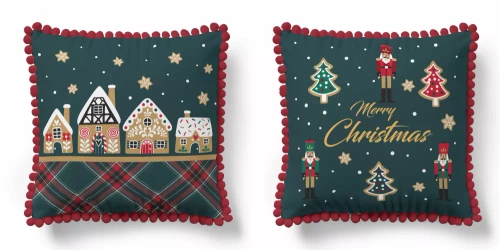 5379 A Poszewka świąteczna dekoracyjna Christmas Deco Detexpol domek z piernika i gwiazdki -  zamek błyskawiczny
