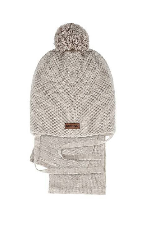 48-315 Komplet czapka+szalik AJS jasny beżowy