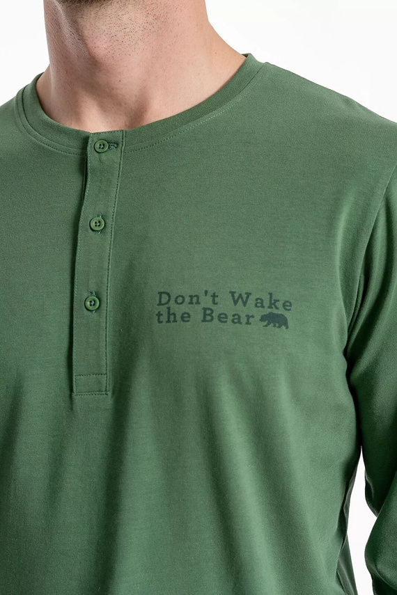 Piżama męska Moraj PDM 4600-015 zielona – bawełniana piżama z długim rękawem i spodniami