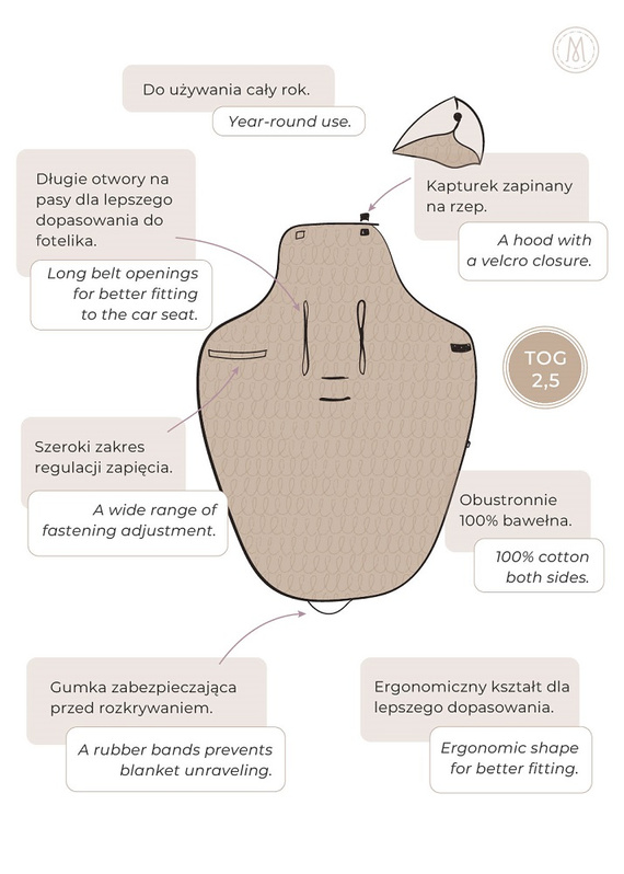 Berry Mousse Kocyk do fotelika cotton Makaszka