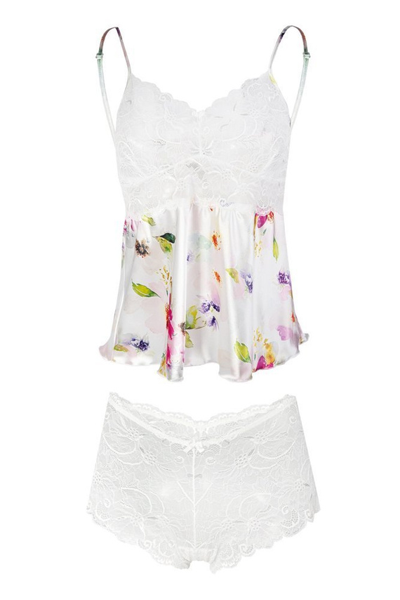 Flowers Komplet piżama damska DKaren DK-KA 007 biały