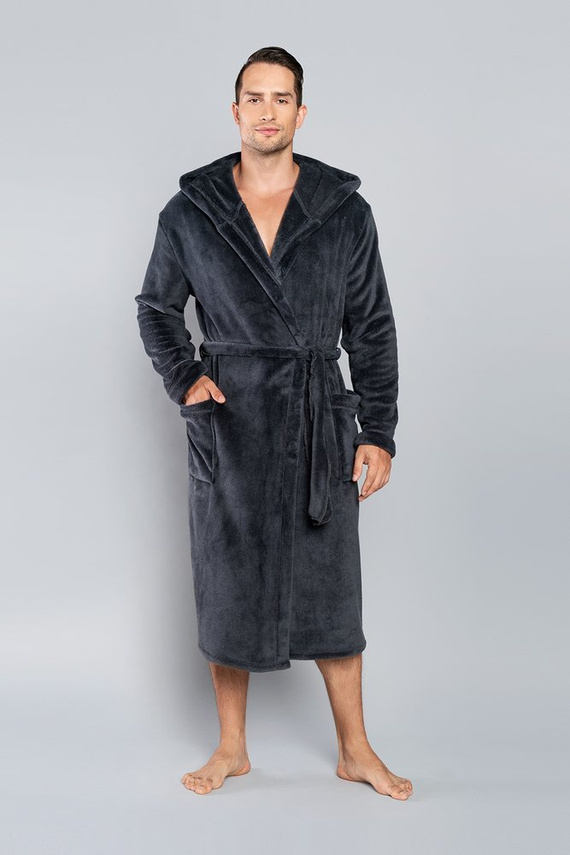 Mimas Szlafrok męski z kapturem Italian Fashion- szary