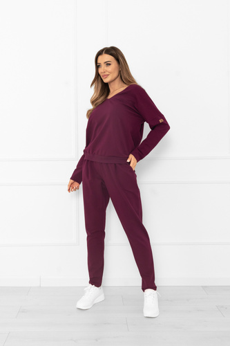 Karina Komplet dresowy damski Italian Fashion burgund – bawełna, wygodny