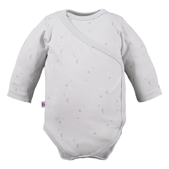 Petite Eevi Body rozpinane -gwiazdki jasnoszare