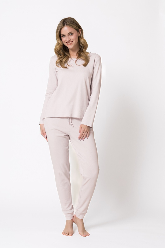 Piżama Damska Leveza 1813 Yuki Wrzosowa 100% Bawełna Długi Rękaw