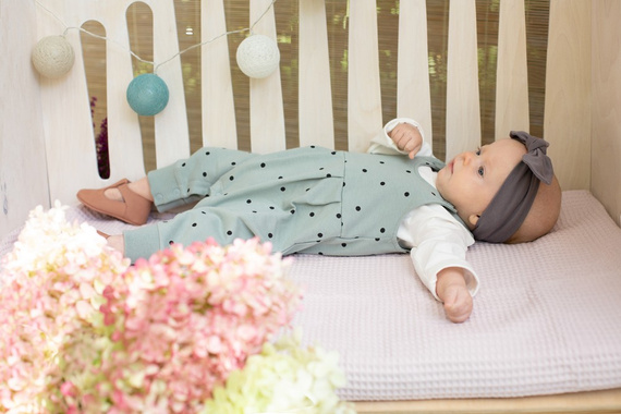 Tres Bien Pinokio Ogrodniczki w groszki - mięta druk