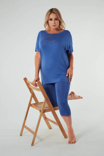 Natura Piżama Damska krótki rękaw, 3/4 spodnie Italian Fashion - niebieski