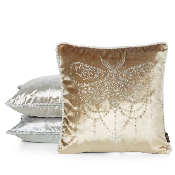 Royal 8 poszewka welurowa z kryształkami Eurofirany miodowy