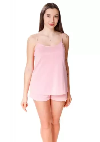 86463 Kamelia Piżama damska na ramiączkach Mewa ciemny różowy