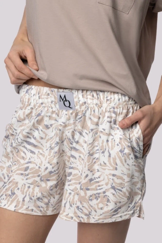 Joy shortsleeve Piżama damska Mona palm beige