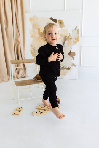 "Natural Waffel" Makoma Bluza polo black