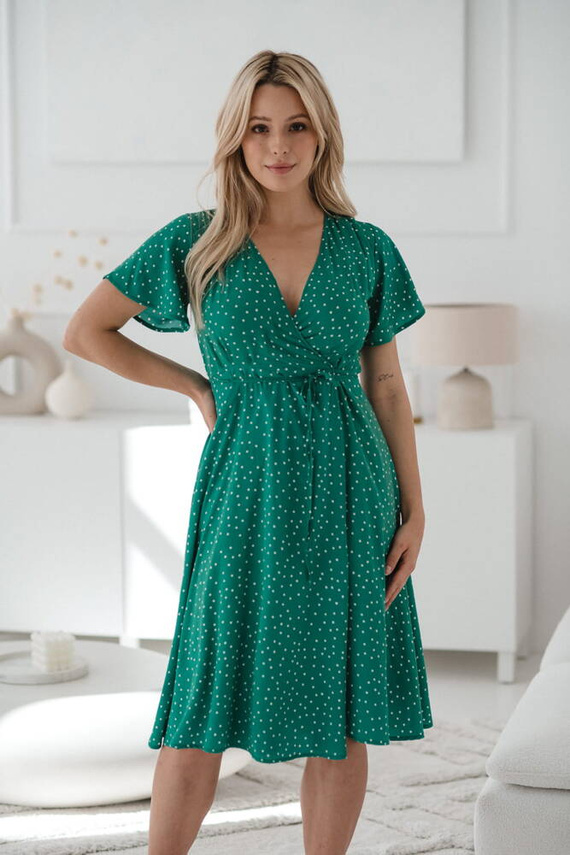 Milk Shake Milk&Love Sukienka do karmienia krótki rękaw zielona w groszki